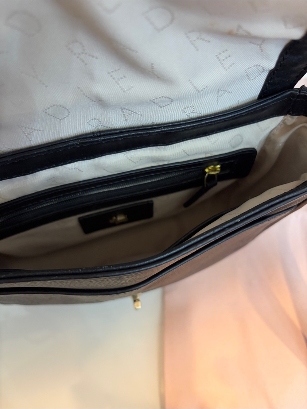 RADLEY LONDON Black Leather Crossbody with Cream Floral Cutouts and Gold Lock - Picture 14 of 16